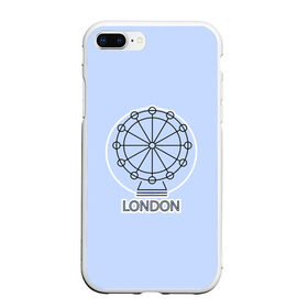 Чехол для iPhone 7Plus/8 Plus матовый с принтом Лондон London Eye в Новосибирске, Силикон | Область печати: задняя сторона чехла, без боковых панелей | Тематика изображения на принте: blue circle | england | english | europe | eye | gb | icon | london | travel | uk | vacation | англия | аттракцион | великобритания | европа | иконка | колесо обозрения | лондон | лондонский глаз | надпись | отпуск | поездка | путешествие |