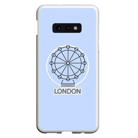 Чехол для Samsung S10E с принтом Лондон London Eye в Новосибирске, Силикон | Область печати: задняя сторона чехла, без боковых панелей | blue circle | england | english | europe | eye | gb | icon | london | travel | uk | vacation | англия | аттракцион | великобритания | европа | иконка | колесо обозрения | лондон | лондонский глаз | надпись | отпуск | поездка | путешествие |