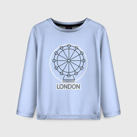 Детский лонгслив 3D с принтом Лондон London Eye в Новосибирске, 100% полиэстер | длинные рукава, круглый вырез горловины, полуприлегающий силуэт
 | Тематика изображения на принте: blue circle | england | english | europe | eye | gb | icon | london | travel | uk | vacation | англия | аттракцион | великобритания | европа | иконка | колесо обозрения | лондон | лондонский глаз | надпись | отпуск | поездка | путешествие |