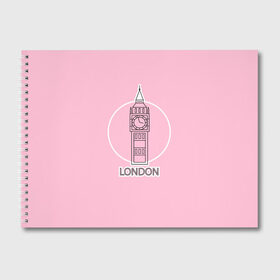 Альбом для рисования с принтом Биг Бен, Лондон, London в Новосибирске, 100% бумага
 | матовая бумага, плотность 200 мг. | big ben | clock | england | europe | london | pink | travel | англия | башня | башня елизаветы | биг бен | великобритания | европа | иконка | круг | лондон | надпись | путешествия | розовый | символ | часы