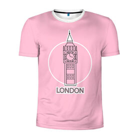Мужская футболка 3D спортивная с принтом Биг Бен, Лондон, London в Новосибирске, 100% полиэстер с улучшенными характеристиками | приталенный силуэт, круглая горловина, широкие плечи, сужается к линии бедра | big ben | clock | england | europe | london | pink | travel | англия | башня | башня елизаветы | биг бен | великобритания | европа | иконка | круг | лондон | надпись | путешествия | розовый | символ | часы