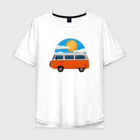 Мужская футболка хлопок Oversize с принтом Volkswagen t1 в Новосибирске, 100% хлопок | свободный крой, круглый ворот, “спинка” длиннее передней части | t1 | volkswagent1 | автобус | иллюстрация | машина | микроавтобус | ретро
