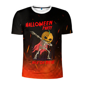 Мужская футболка 3D спортивная с принтом Halloween Party в Новосибирске, 100% полиэстер с улучшенными характеристиками | приталенный силуэт, круглая горловина, широкие плечи, сужается к линии бедра | Тематика изображения на принте: blood | diablo | haloween | horror | дьявол | зомби | кости | кровь | мозги | мясо | страшилка | ужасы | хеллоуин | хелоуин