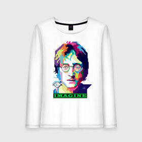 Женский лонгслив хлопок с принтом John Lennon Imagine в Новосибирске, 100% хлопок |  | beatles | imagine | john | lennon | the beatles | битлз | битлы | группа | джон | купить | леннон | леннона | очки | рок н ролл | с группы | хиппи