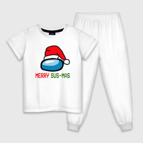 Детская пижама хлопок с принтом AMONG US НОВОГОДНИЙ в Новосибирске, 100% хлопок |  брюки и футболка прямого кроя, без карманов, на брюках мягкая резинка на поясе и по низу штанин
 | Тематика изображения на принте: 