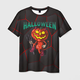 Мужская футболка 3D с принтом Halloween в Новосибирске, 100% полиэфир | прямой крой, круглый вырез горловины, длина до линии бедер | blood | diablo | haloween | horror | дьявол | зомби | кости | кровь | мозги | мясо | страшилка | ужасы | хеллоуин | хелоуин
