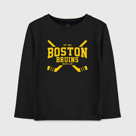 Детский лонгслив хлопок с принтом Boston Bruins в Новосибирске, 100% хлопок | круглый вырез горловины, полуприлегающий силуэт, длина до линии бедер | boston | boston bruins | bruins | hockey | nhl | usa | бостон | бостон брюинз | нхл | спорт | сша | хоккей | шайба