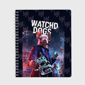 Тетрадь с принтом Watch Dogs: Legion в Новосибирске, 100% бумага | 48 листов, плотность листов — 60 г/м2, плотность картонной обложки — 250 г/м2. Листы скреплены сбоку удобной пружинной спиралью. Уголки страниц и обложки скругленные. Цвет линий — светло-серый
 | Тематика изображения на принте: 