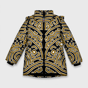 Зимняя куртка для девочек 3D с принтом этническое индейское в Новосибирске, ткань верха — 100% полиэстер; подклад — 100% полиэстер, утеплитель — 100% полиэстер. | длина ниже бедра, удлиненная спинка, воротник стойка и отстегивающийся капюшон. Есть боковые карманы с листочкой на кнопках, утяжки по низу изделия и внутренний карман на молнии. 

Предусмотрены светоотражающий принт на спинке, радужный светоотражающий элемент на пуллере молнии и на резинке для утяжки. | аборигены | игры | индеец | музыка | орнамент | плетение | растительность | татуировка | узор | фэнтези | черное | этническое