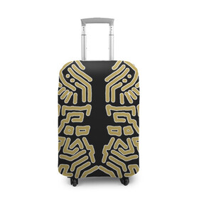 Чехол для чемодана 3D с принтом  узор, фэнтези, в Новосибирске, 86% полиэфир, 14% спандекс | двустороннее нанесение принта, прорези для ручек и колес | аборигены | игры | индеец | музыка | орнамент | плетение | растительность | татуировка | узор | фэнтези | черное | этническое