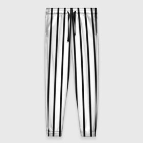 Женские брюки 3D с принтом Чёрные и белые полосы в Новосибирске, полиэстер 100% | прямой крой, два кармана без застежек по бокам, с мягкой трикотажной резинкой на поясе и по низу штанин. В поясе для дополнительного комфорта — широкие завязки | белая полоса | полоски | тонкие полоски | тонкие полосы | узор полоски | чёрная полоса | чёрно белые полосы