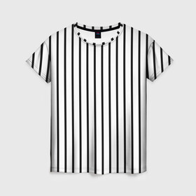 Женская футболка 3D с принтом Чёрные и белые полосы в Новосибирске, 100% полиэфир ( синтетическое хлопкоподобное полотно) | прямой крой, круглый вырез горловины, длина до линии бедер | белая полоса | полоски | тонкие полоски | тонкие полосы | узор полоски | чёрная полоса | чёрно белые полосы