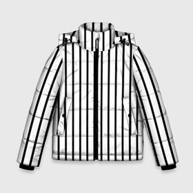 Зимняя куртка для мальчиков 3D с принтом Чёрные и белые полосы в Новосибирске, ткань верха — 100% полиэстер; подклад — 100% полиэстер, утеплитель — 100% полиэстер | длина ниже бедра, удлиненная спинка, воротник стойка и отстегивающийся капюшон. Есть боковые карманы с листочкой на кнопках, утяжки по низу изделия и внутренний карман на молнии. 

Предусмотрены светоотражающий принт на спинке, радужный светоотражающий элемент на пуллере молнии и на резинке для утяжки | Тематика изображения на принте: белая полоса | полоски | тонкие полоски | тонкие полосы | узор полоски | чёрная полоса | чёрно белые полосы