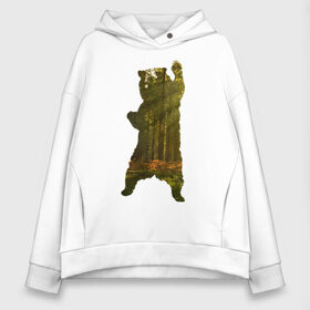 Женское худи Oversize хлопок с принтом Wild bear в Новосибирске, френч-терри — 70% хлопок, 30% полиэстер. Мягкий теплый начес внутри —100% хлопок | боковые карманы, эластичные манжеты и нижняя кромка, капюшон на магнитной кнопке | angry | bear | claws | forest | photo | silhouette | standing | wild | wood | wooden | белый | бурый | в лесу | гризли | деревья | дикий | животные | зверь | злой | когти | крутой | лапа | лес | лесной | лучи | медведь | медвежонок | мишка