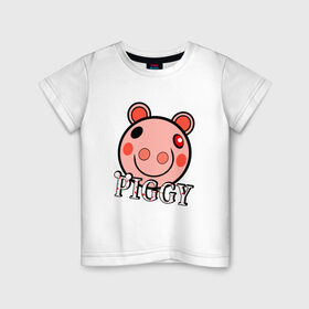 Детская футболка хлопок с принтом ROBLOX PIGGY в Новосибирске, 100% хлопок | круглый вырез горловины, полуприлегающий силуэт, длина до линии бедер | piggy | roblox | roblox games | roblox piggy | игра роблокс | пигги. | роблокс | роблокс пигги | робукс