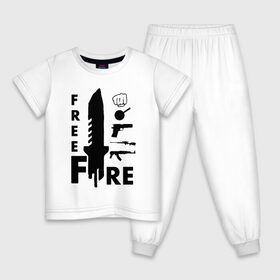 Детская пижама хлопок с принтом GARENA FREE FIRE в Новосибирске, 100% хлопок |  брюки и футболка прямого кроя, без карманов, на брюках мягкая резинка на поясе и по низу штанин
 | Тематика изображения на принте: free fire | free fire игра | garena fire fire | garena free fire | гарена фри фаер | гарена фри фаер алмазы. | фри фаер | фри фаер пк