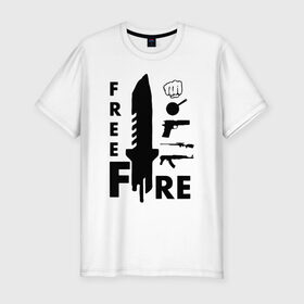 Мужская футболка хлопок Slim с принтом GARENA FREE FIRE в Новосибирске, 92% хлопок, 8% лайкра | приталенный силуэт, круглый вырез ворота, длина до линии бедра, короткий рукав | Тематика изображения на принте: free fire | free fire игра | garena fire fire | garena free fire | гарена фри фаер | гарена фри фаер алмазы. | фри фаер | фри фаер пк