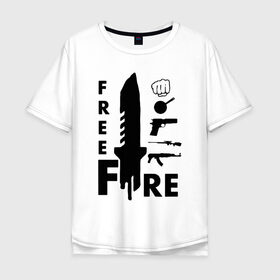 Мужская футболка хлопок Oversize с принтом GARENA FREE FIRE в Новосибирске, 100% хлопок | свободный крой, круглый ворот, “спинка” длиннее передней части | free fire | free fire игра | garena fire fire | garena free fire | гарена фри фаер | гарена фри фаер алмазы. | фри фаер | фри фаер пк