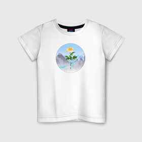 Детская футболка хлопок с принтом Пион и лента в Новосибирске, 100% хлопок | круглый вырез горловины, полуприлегающий силуэт, длина до линии бедер | Тематика изображения на принте: горы | гусу лань | ланьлин цзинь | пион | сияние средь снегов | цветок