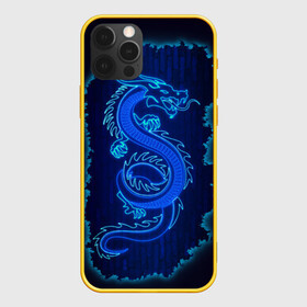 Чехол для iPhone 12 Pro с принтом NEON DRAGON в Новосибирске, силикон | область печати: задняя сторона чехла, без боковых панелей | Тематика изображения на принте: дракон | китайский дракон | неон | неоновый дракон