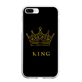 Чехол для iPhone 7Plus/8 Plus матовый с принтом KING в Новосибирске, Силикон | Область печати: задняя сторона чехла, без боковых панелей | золотая надпись | надпись король