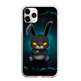 Чехол для iPhone 11 Pro матовый с принтом NEON HARE в Новосибирске, Силикон |  | животное | заяц | злое | злые глаза | кролик | неон | плюшевое
