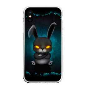 Чехол для iPhone XS Max матовый с принтом NEON HARE в Новосибирске, Силикон | Область печати: задняя сторона чехла, без боковых панелей | животное | заяц | злое | злые глаза | кролик | неон | плюшевое
