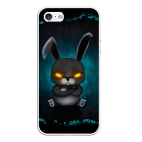 Чехол для iPhone 5/5S матовый с принтом NEON HARE в Новосибирске, Силикон | Область печати: задняя сторона чехла, без боковых панелей | животное | заяц | злое | злые глаза | кролик | неон | плюшевое