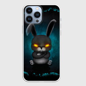 Чехол для iPhone 13 Pro Max с принтом NEON HARE в Новосибирске,  |  | животное | заяц | злое | злые глаза | кролик | неон | плюшевое