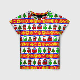 Детская футболка 3D с принтом Новогодний Among Us в Новосибирске, 100% гипоаллергенный полиэфир | прямой крой, круглый вырез горловины, длина до линии бедер, чуть спущенное плечо, ткань немного тянется | Тематика изображения на принте: 