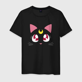 Мужская футболка хлопок с принтом Luna Cat. Sailor Moon в Новосибирске, 100% хлопок | прямой крой, круглый вырез горловины, длина до линии бедер, слегка спущенное плечо. | Тематика изображения на принте: anime | cute | аниме | взгляд | волшебство | глаза | киса | киска | кот | котенок | котэ | котя | кошка | лапочка | луна | магия | месяц | милый | мимими | мордочка | сейлор мун | хороший | япония