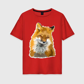 Женская футболка хлопок Oversize с принтом Лиса в Новосибирске, 100% хлопок | свободный крой, круглый ворот, спущенный рукав, длина до линии бедер
 | fox | lisa | красота | лиса | лисичка | плутовка | рыжая
