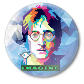 Значок с принтом Джон Леннон Imagine в Новосибирске,  металл | круглая форма, металлическая застежка в виде булавки | beatles | imagine | john | lennon | the beatles | битлз | битлы | группа | джон | купить | леннон | леннона | очки | рок н ролл | с группы | хиппи