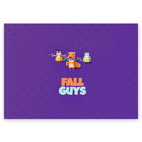 Поздравительная открытка с принтом Fall Guys в Новосибирске, 100% бумага | плотность бумаги 280 г/м2, матовая, на обратной стороне линовка и место для марки
 | battle royale | fall | fall guys | game | games | guys | winner | батл роял | игра | игры | победитель | фалл гайс