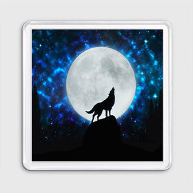 Магнит 55*55 с принтом Волк воющий на луну в Новосибирске, Пластик | Размер: 65*65 мм; Размер печати: 55*55 мм | wolf | волк | волки | волчица | животные | одинокий волк