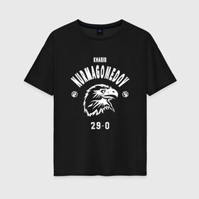 Женская футболка хлопок Oversize с принтом Khabib The Eagle Nurmagomedov в Новосибирске, 100% хлопок | свободный крой, круглый ворот, спущенный рукав, длина до линии бедер
 | habib | khabib | khabib nurmagomedov | mma | nurmagomedov | the eagle | ufc | боец | бои без правил | борьба | микс файт | мма | нурмагомедов | орёл | самбо | хабиб | хабиб нурмагомедов