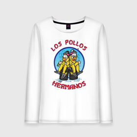 Женский лонгслив хлопок с принтом Los Pollos Hermanos в Новосибирске, 100% хлопок |  | breaking bad | los pollos hermanos | sony pictures television | spt_2756261_breakingbad | vdsvar | walter hartwell white | брайан крэнстон | во все тяжкие | уолтер хартвелл уайт