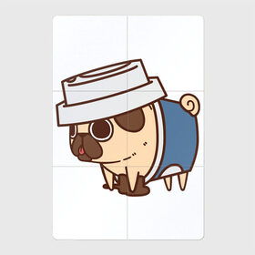 Магнитный плакат 2Х3 с принтом Кофейный мопс в Новосибирске, Полимерный материал с магнитным слоем | 6 деталей размером 9*9 см | арт | кофе | мопс | рисунок | сладкий | сладость | собака в костюме | собака в костюмчике | шоколад