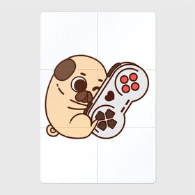 Магнитный плакат 2Х3 с принтом Мопс-игрун в Новосибирске, Полимерный материал с магнитным слоем | 6 деталей размером 9*9 см | Тематика изображения на принте: арт | джойстик | игра | милая собака | мило | милый мопс | мопс | рисунок | собака