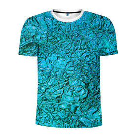 Мужская футболка 3D спортивная с принтом METALL в Новосибирске, 100% полиэстер с улучшенными характеристиками | приталенный силуэт, круглая горловина, широкие плечи, сужается к линии бедра | Тематика изображения на принте: металл | прикольное | рубиновый цвет | сапфировый цвет | текстура | фольга