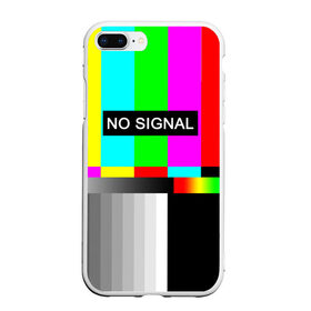 Чехол для iPhone 7Plus/8 Plus матовый с принтом NO SIGNAL в Новосибирске, Силикон | Область печати: задняя сторона чехла, без боковых панелей | Тематика изображения на принте: no signal | не работает | нет сигнала | полосы | профилактика | радуга