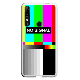 Чехол для Honor P Smart Z с принтом NO SIGNAL в Новосибирске, Силикон | Область печати: задняя сторона чехла, без боковых панелей | no signal | не работает | нет сигнала | полосы | профилактика | радуга