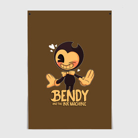 Постер с принтом Bendy And The Ink Machine в Новосибирске, 100% бумага
 | бумага, плотность 150 мг. Матовая, но за счет высокого коэффициента гладкости имеет небольшой блеск и дает на свету блики, но в отличии от глянцевой бумаги не покрыта лаком | bendy | bendy and the ink machine | бенди | бени | бенни | бэнди | детская | детям | игра | капли | компьютерная игра | краска | машина | подтеки | ужастик | чернила | чернильная