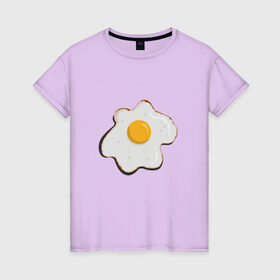 Женская футболка хлопок с принтом Яичница, завтрак в Новосибирске, 100% хлопок | прямой крой, круглый вырез горловины, длина до линии бедер, слегка спущенное плечо | арт | белок. | еда | желток | завтрак | люблю еду | минимализм | яичница | яйцо