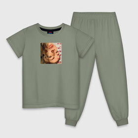 Детская пижама хлопок с принтом SALUKI в Новосибирске, 100% хлопок |  брюки и футболка прямого кроя, без карманов, на брюках мягкая резинка на поясе и по низу штанин
 | Тематика изображения на принте: rap | saluki | saluki rap | рэп | рэпер | салюки