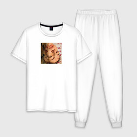 Мужская пижама хлопок с принтом SALUKI в Новосибирске, 100% хлопок | брюки и футболка прямого кроя, без карманов, на брюках мягкая резинка на поясе и по низу штанин
 | rap | saluki | saluki rap | рэп | рэпер | салюки