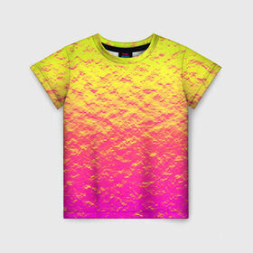 Детская футболка 3D с принтом Яркий закат в Новосибирске, 100% гипоаллергенный полиэфир | прямой крой, круглый вырез горловины, длина до линии бедер, чуть спущенное плечо, ткань немного тянется | Тематика изображения на принте: abstraction | casual | gradient | hot | yellow | абстракция | блестящий | блики | вода | волны | градиент | закат | золотистый | краска | красочный | небеса | неоновый | облака | пастельный | пляж | рассвет | сияние