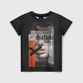 Детская футболка 3D с принтом SALUKI в Новосибирске, 100% гипоаллергенный полиэфир | прямой крой, круглый вырез горловины, длина до линии бедер, чуть спущенное плечо, ткань немного тянется | Тематика изображения на принте: rap | saluki | saluki rap | рэп | рэпер | салюки