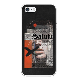 Чехол для iPhone 5/5S матовый с принтом SALUKI в Новосибирске, Силикон | Область печати: задняя сторона чехла, без боковых панелей | rap | saluki | saluki rap | рэп | рэпер | салюки