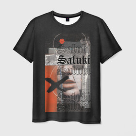 Мужская футболка 3D с принтом SALUKI в Новосибирске, 100% полиэфир | прямой крой, круглый вырез горловины, длина до линии бедер | rap | saluki | saluki rap | рэп | рэпер | салюки